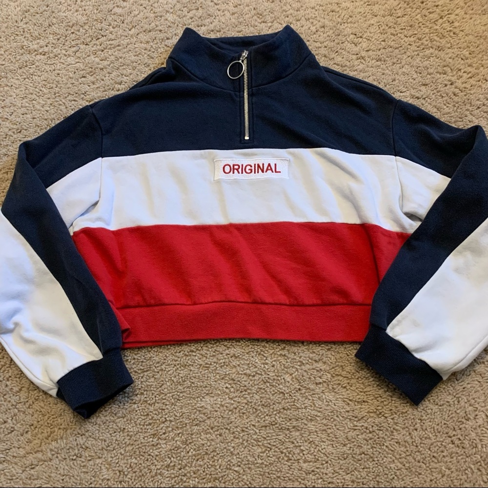 Divided by H&M Cropped Striped Sweatshirt